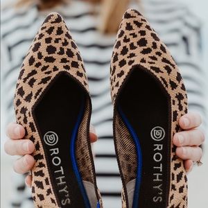 Rothy’s The Point leopard flats, 10.5